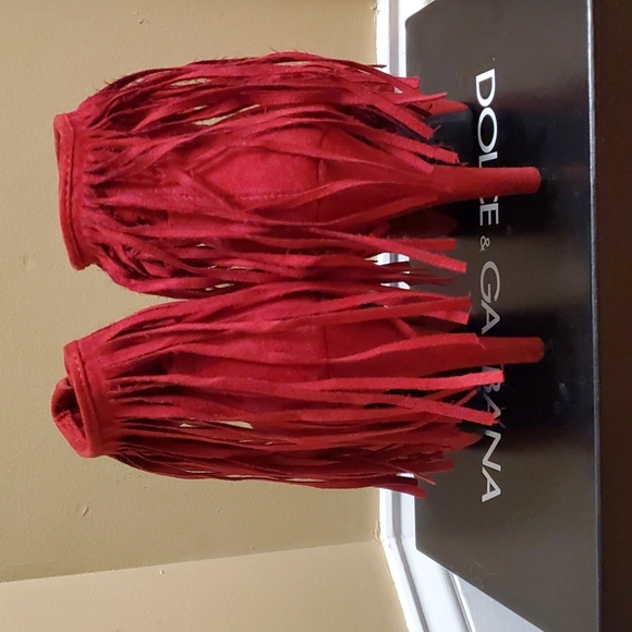 Red Fringe heeled booties 👢 - Picture 6 of 8